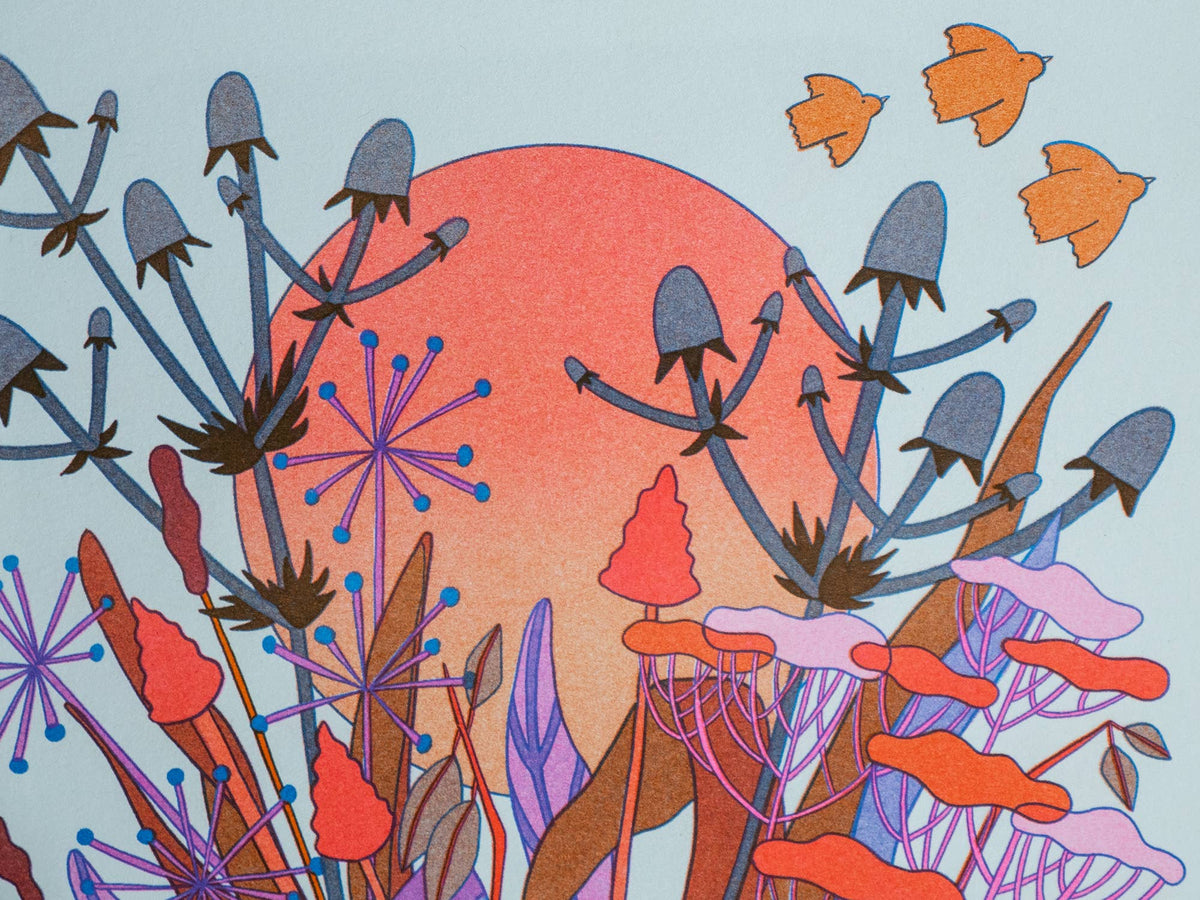 Autumn Moon - Risograph Art Print