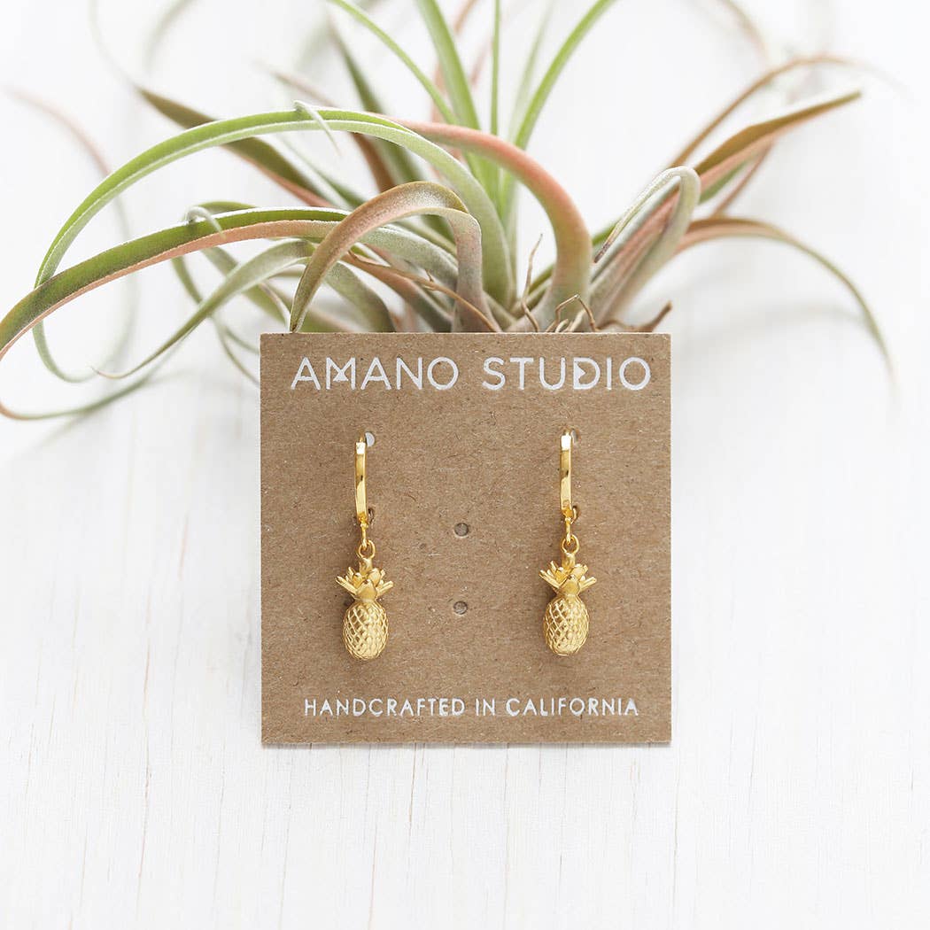 Pineapple Huggie Hoop Earrings