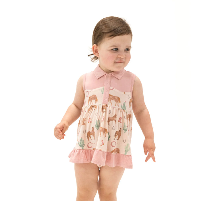 Pink Western Horses | Cowboy Bodysuit Dress