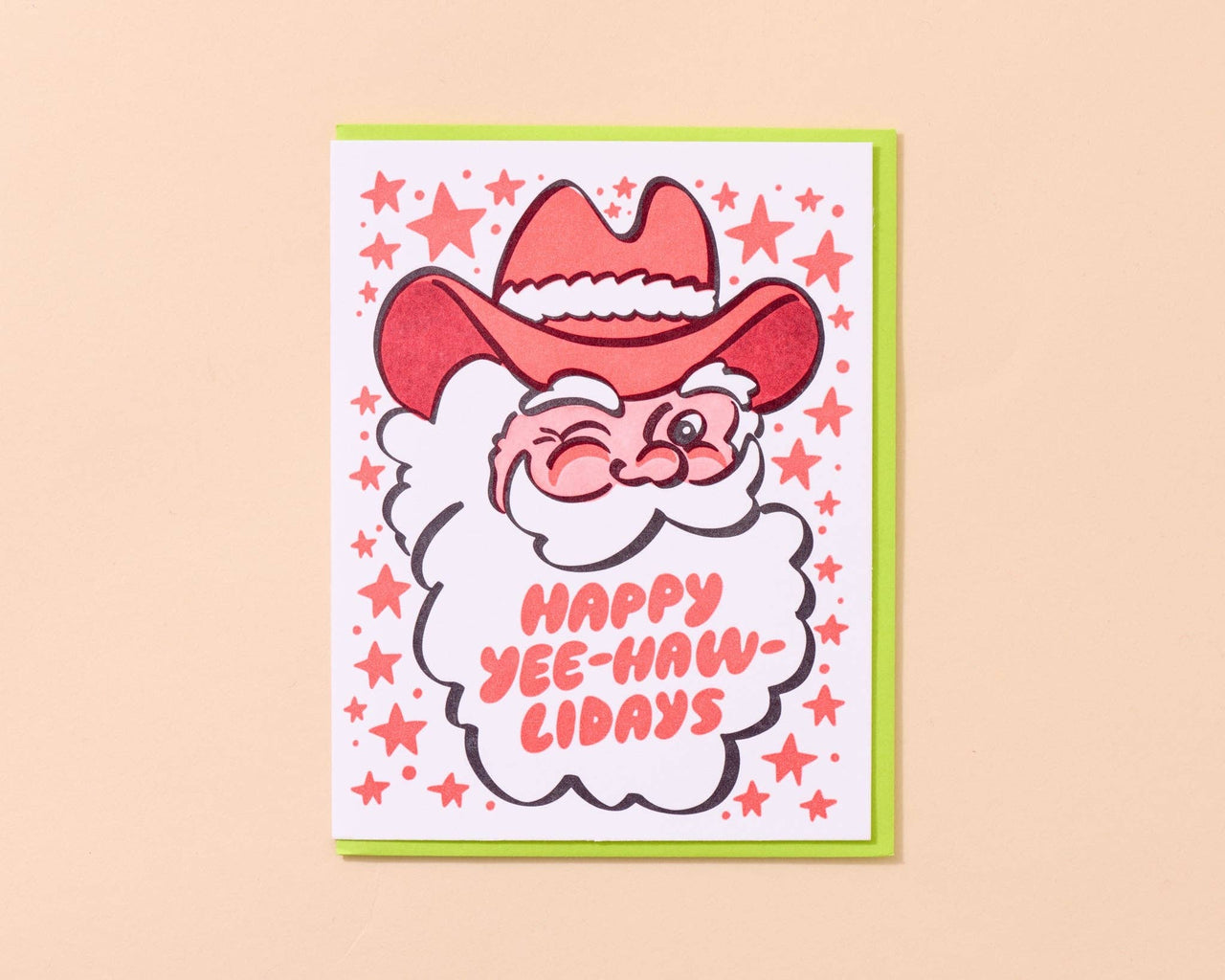Yee-Haw-lidays Western Santa Letterpress Holiday Christmas Card - Made in USA, Yee Haw