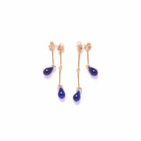 Cobalt Glass Double Drop Earrings