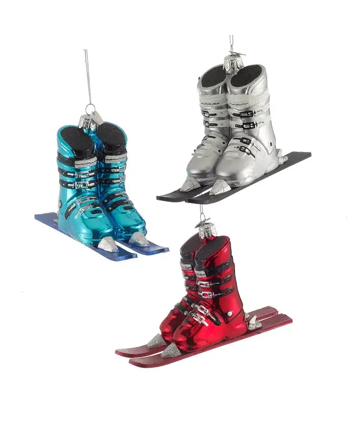 Ski Boots Glass Ornament