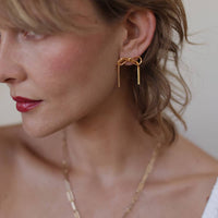 Herringbone Chain Bow Stud Earrings