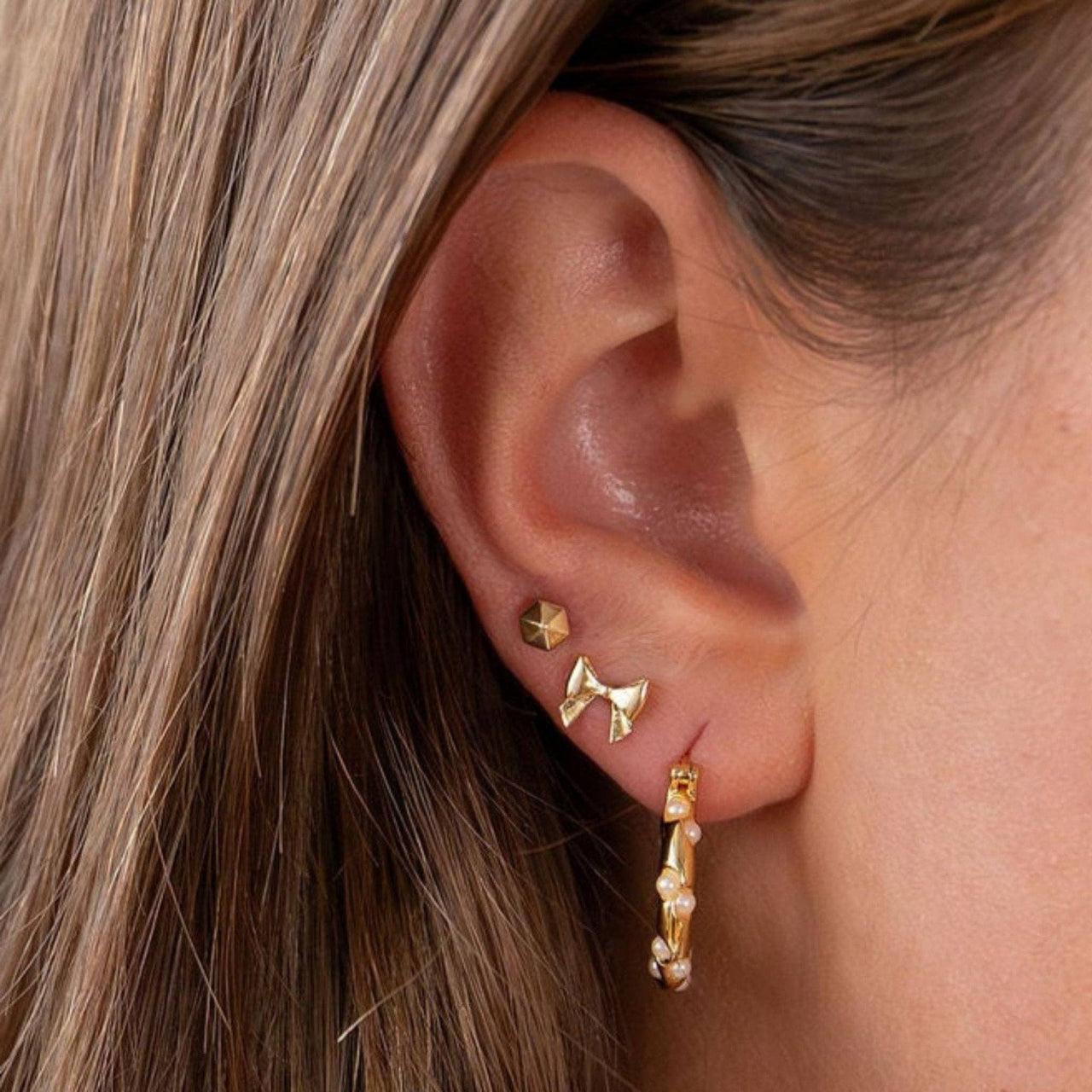 Bow 18K Gold Plated Studs