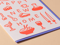 Happy New Home Letterpress Food Icons Housewarming Card