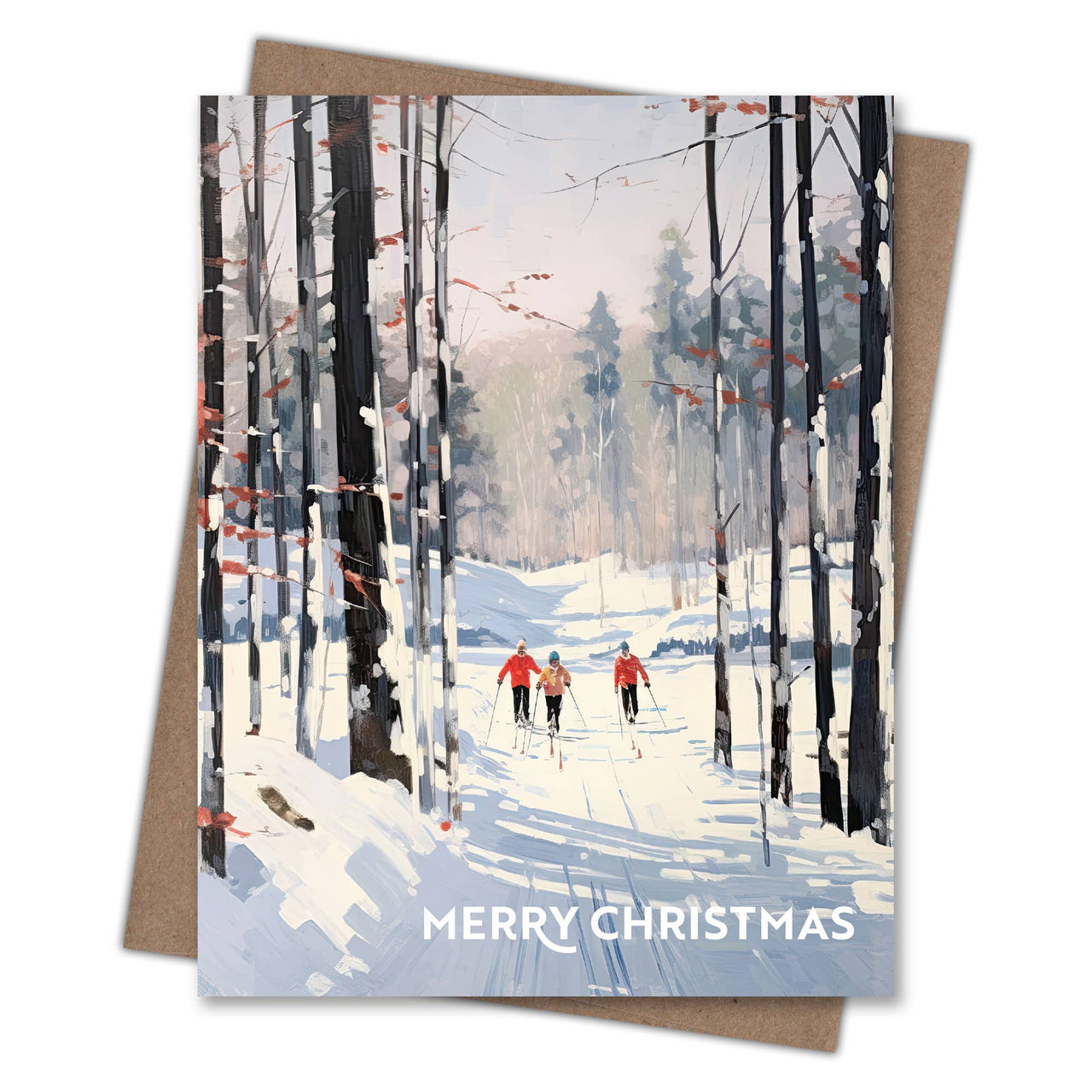 Snow Day Skiing Christmas Card