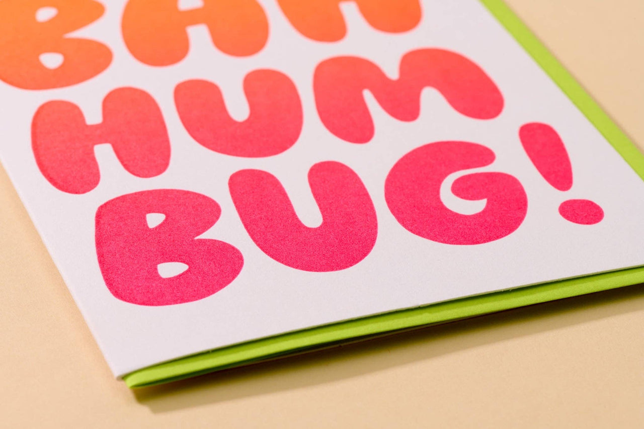 Bah Humbug Letterpress Card - Literature, Christmas, Holiday- Made in USA