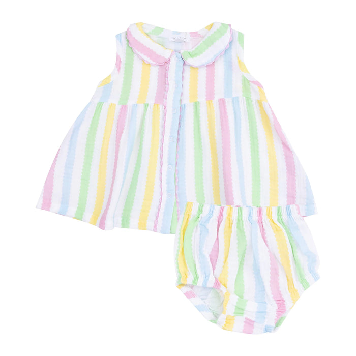Stripes | Jill-Peter Pan Collar with Ric Rac Trim and Diaper Cover