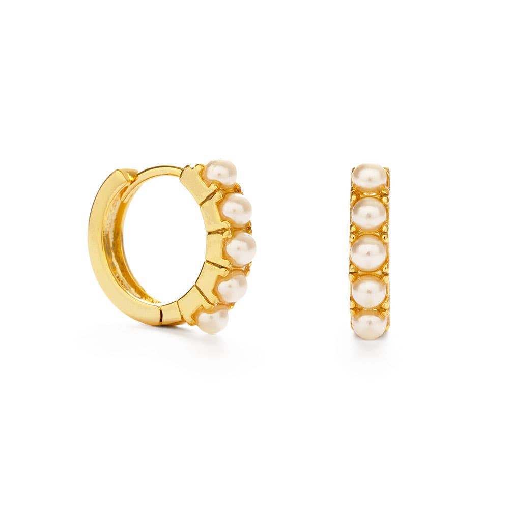 15mm Pearl Huggie Hoops