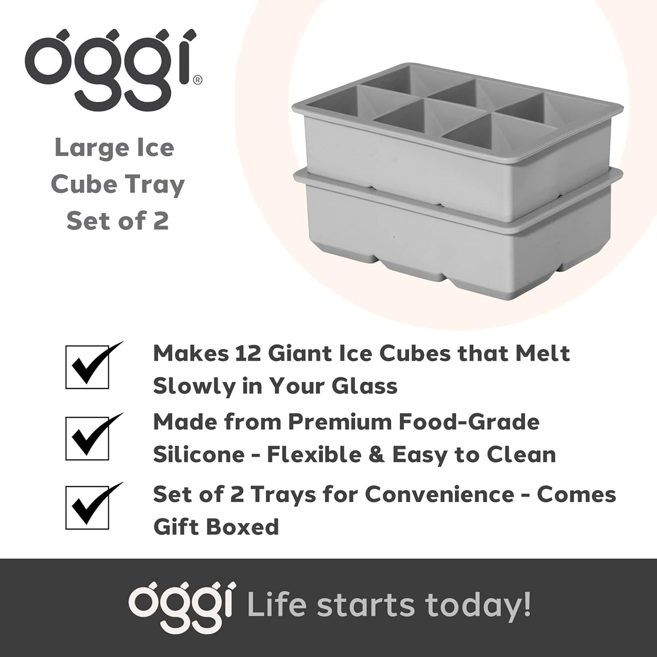 Set/2 Square Ice Trays Grey
