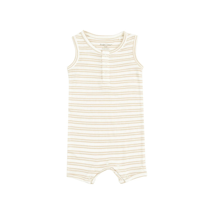Striped Oxford Tan | Shortie Romper