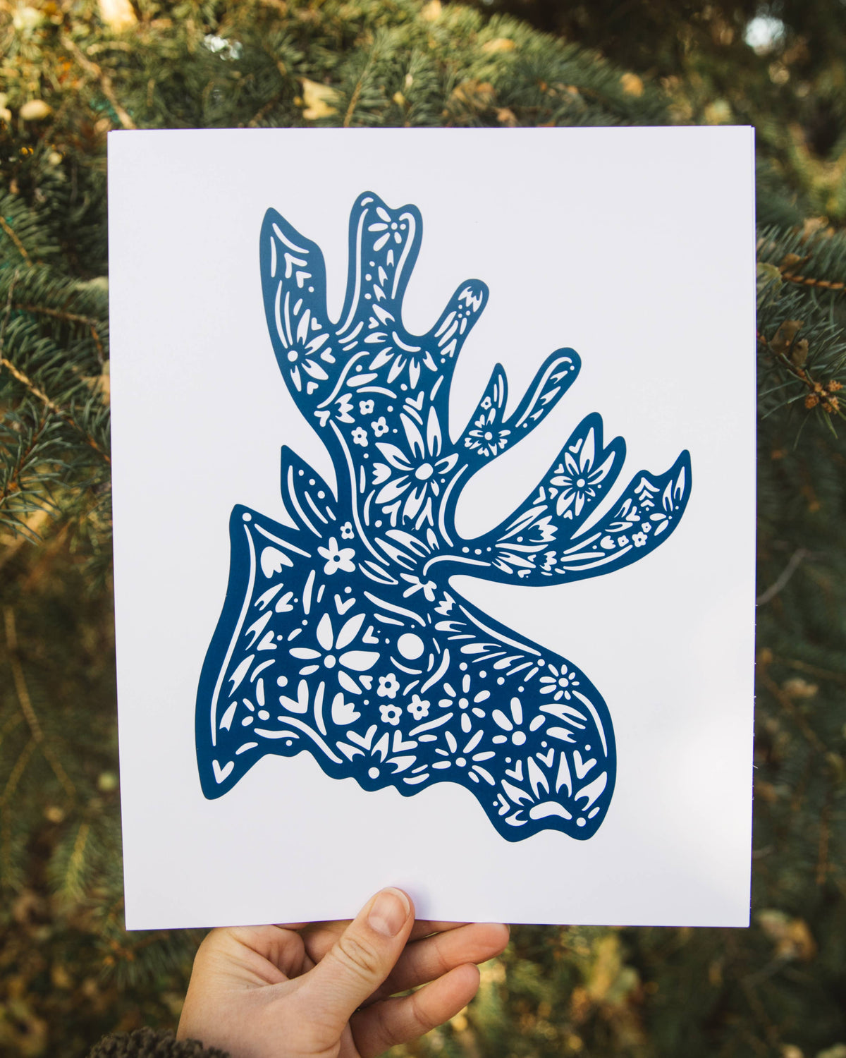 Floral Nordic Moose Wall Art