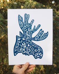 Floral Nordic Moose Wall Art
