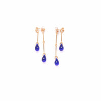 Cobalt Glass Double Drop Earrings