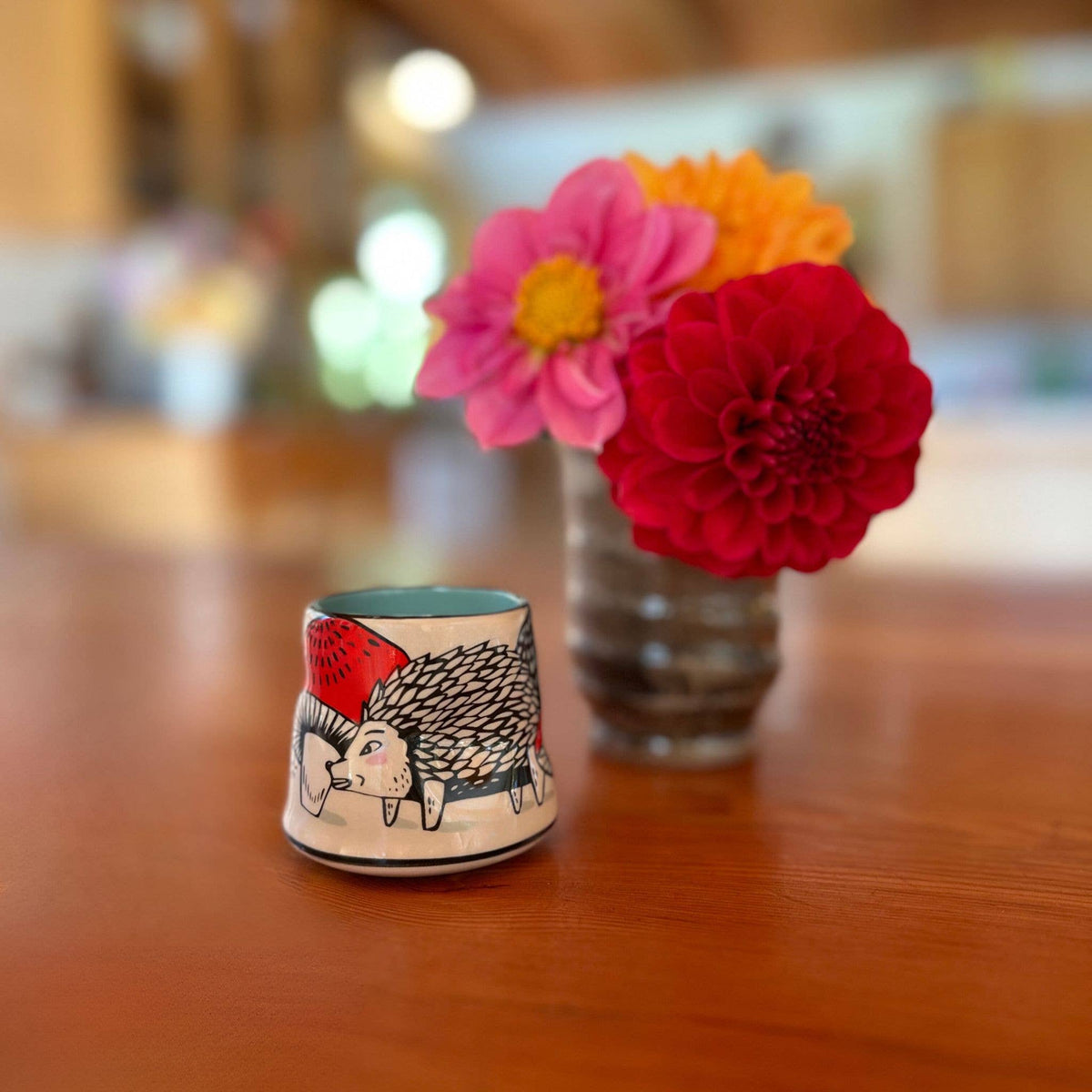 Lucky Hedgehog Cup - Small Ceramic Christmas Holiday Mug