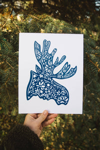 Floral Nordic Moose Wall Art