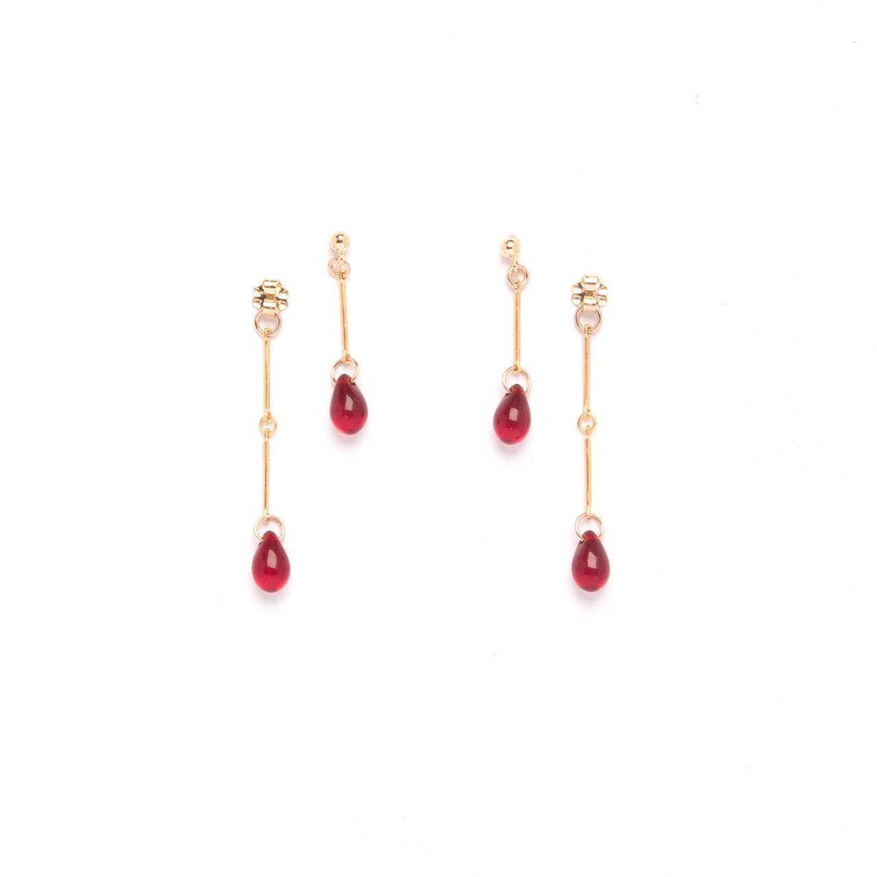 Oxblood Glass Double Drop Earrings