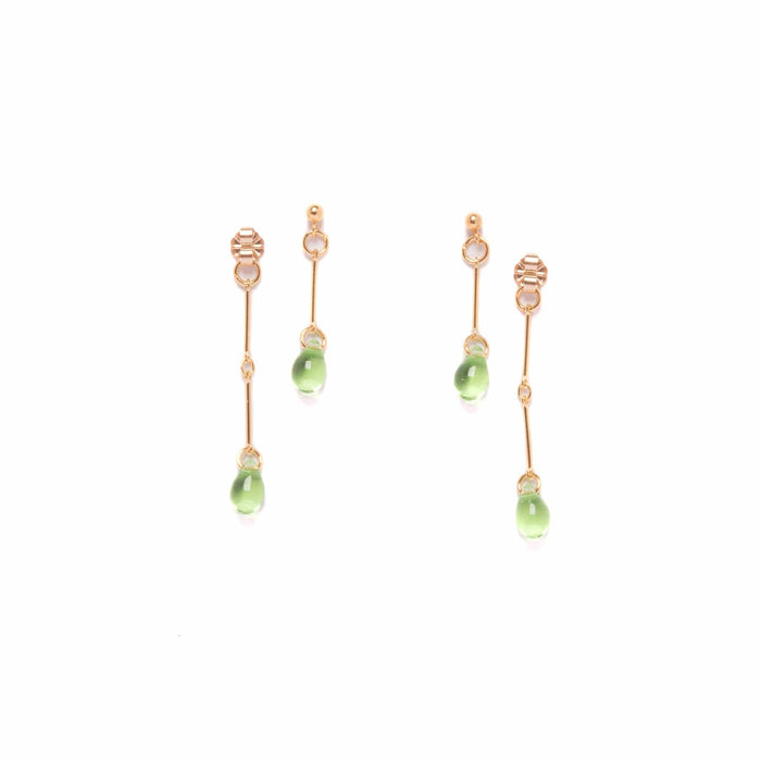 Peridot Glass Double Drop Earrings