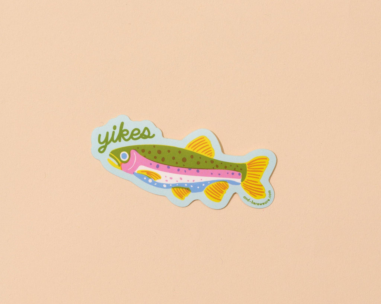 Fun Modern Vinyl Sticker — Yikes Rainbow Trout Fish