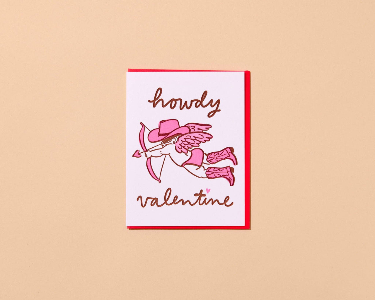 Howdy Cupid Western Letterpress Valentine  Card - Made in USA