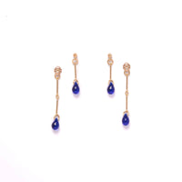 Cobalt Glass Double Drop Earrings
