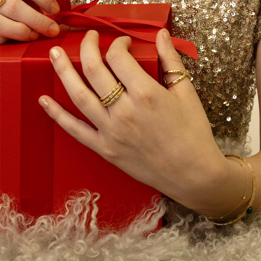 Baguette Crystal Stacking Ring