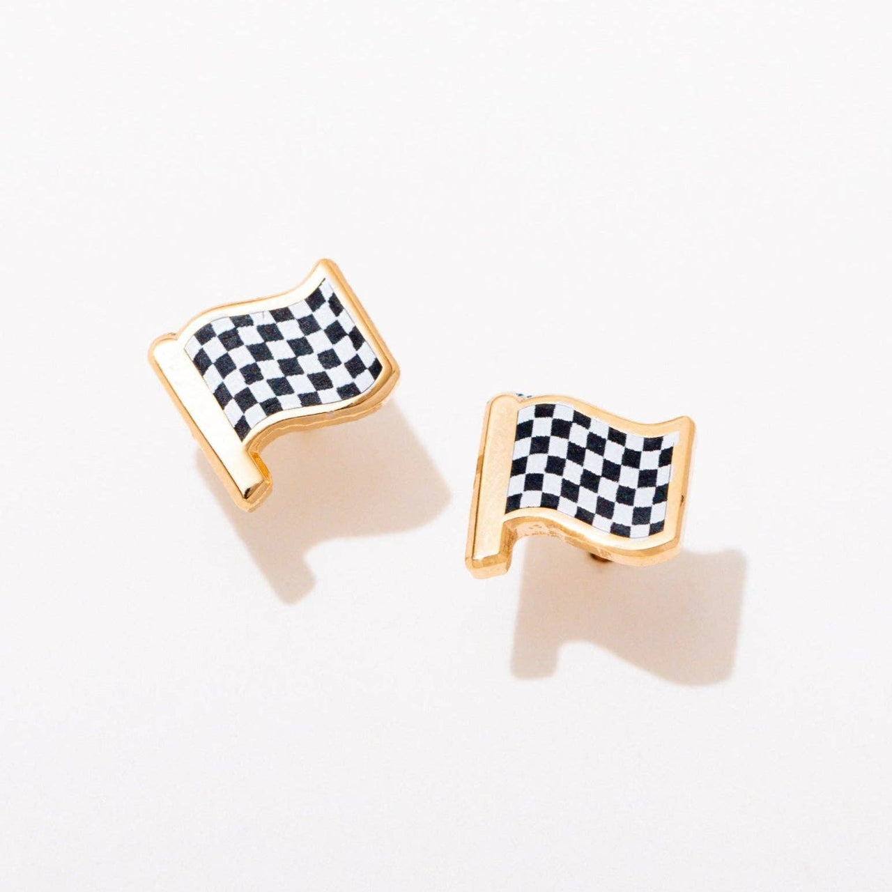 Checkered Flag Racing Enamel Stud Earrings