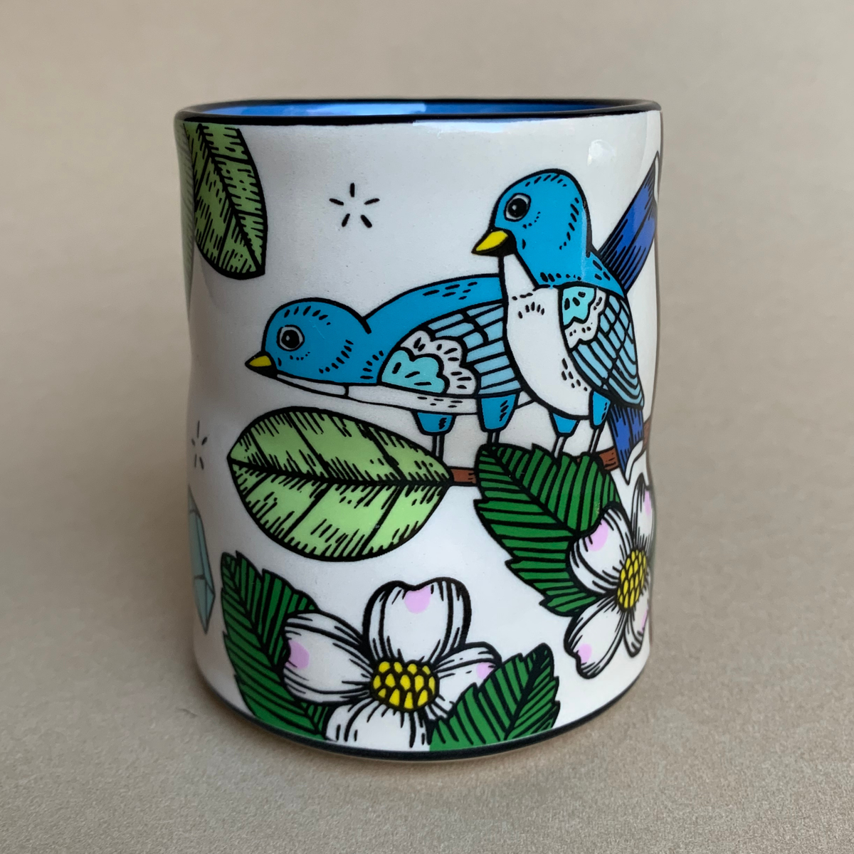 Loves Land Spark Cup - Large Ceramic Mug - Blue Bird Holiday