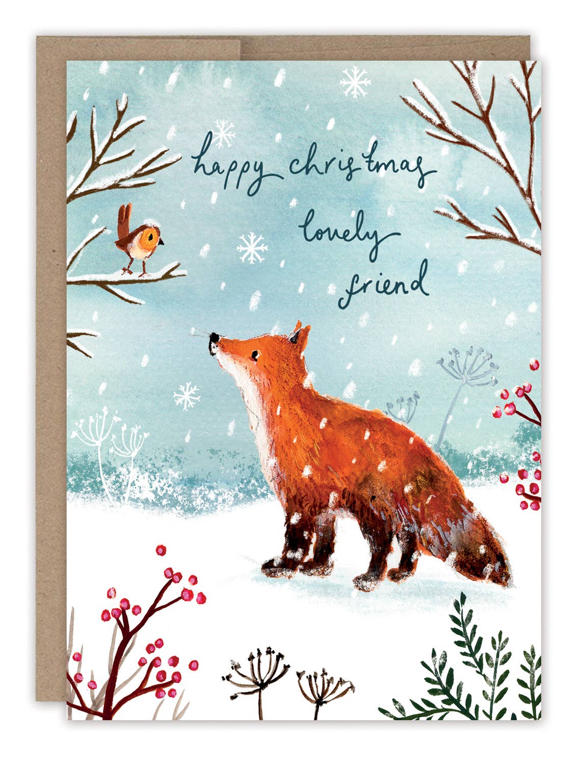 Fox Lovely Friend Boxed Holiday Cards - Set of 10