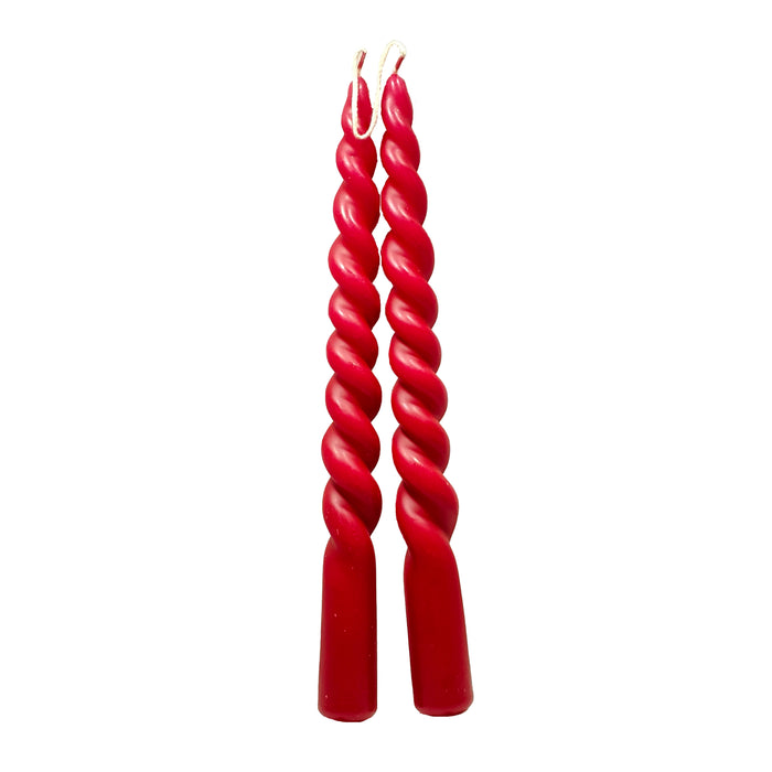 Wine Red Hand Dipped Twisted Taper Candle