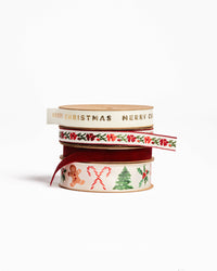 Merry Christmas Cream Grosgrain Ribbon with Gold Foil