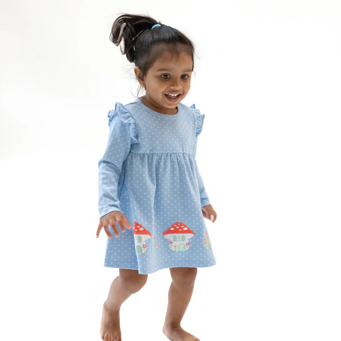 Mushroom House Long Sleeve Dress with Diaper Cover