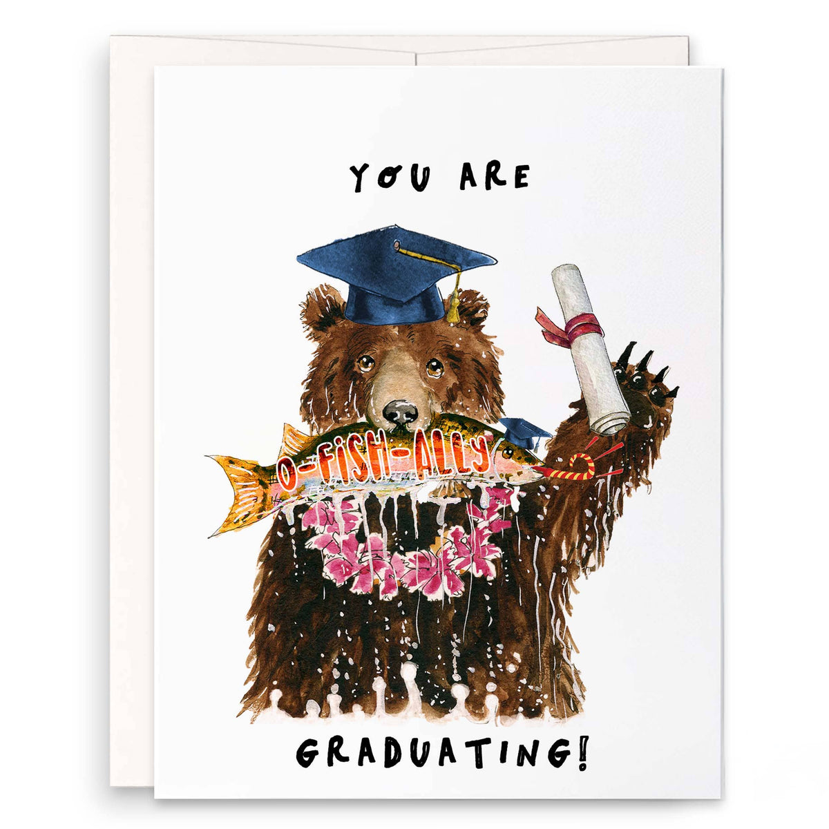 Bear Fish Grad - Funny Graduation Card