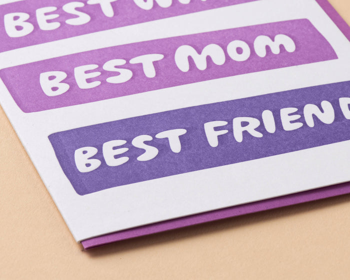 Best Wife/Mom/Friend Mother's Day Letterpress Greeting Card from Partner