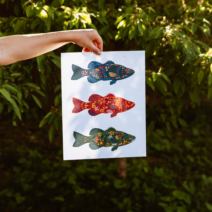 Nordic Fish Print Wall Art Cabin