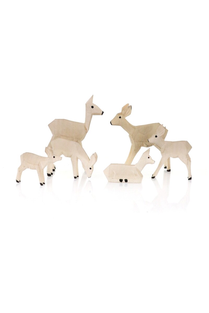 Little Wooden Deer Family