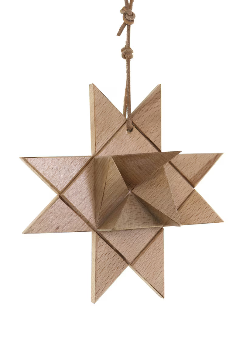 WOODEN MORAVIAN STAR- LIGHT STAIN - LG Ornament