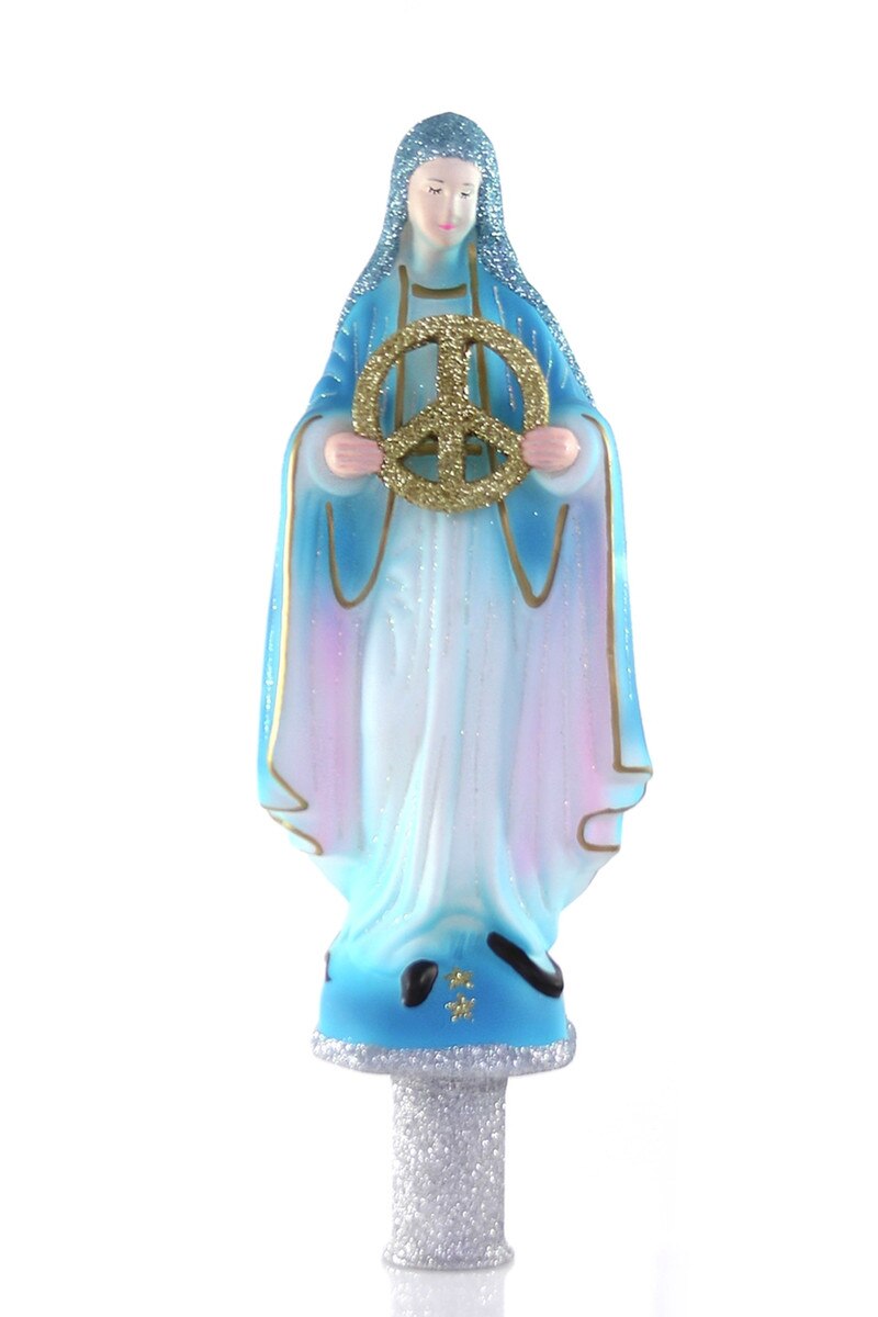 Mary Holding Peace Sign Tree Topper