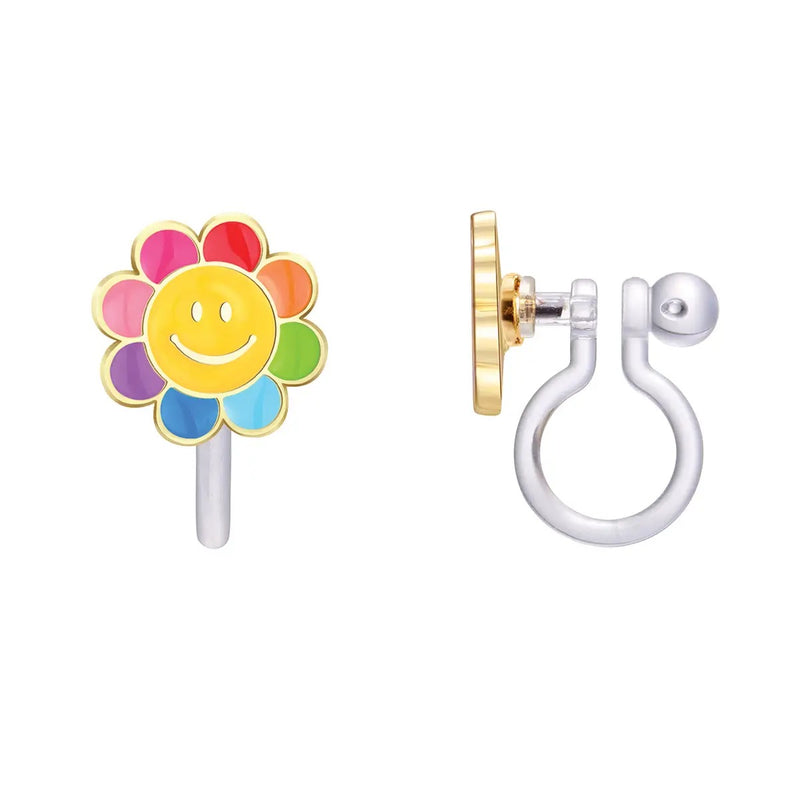 Rainbow Happy Flower | Clip On Cutie Earrings