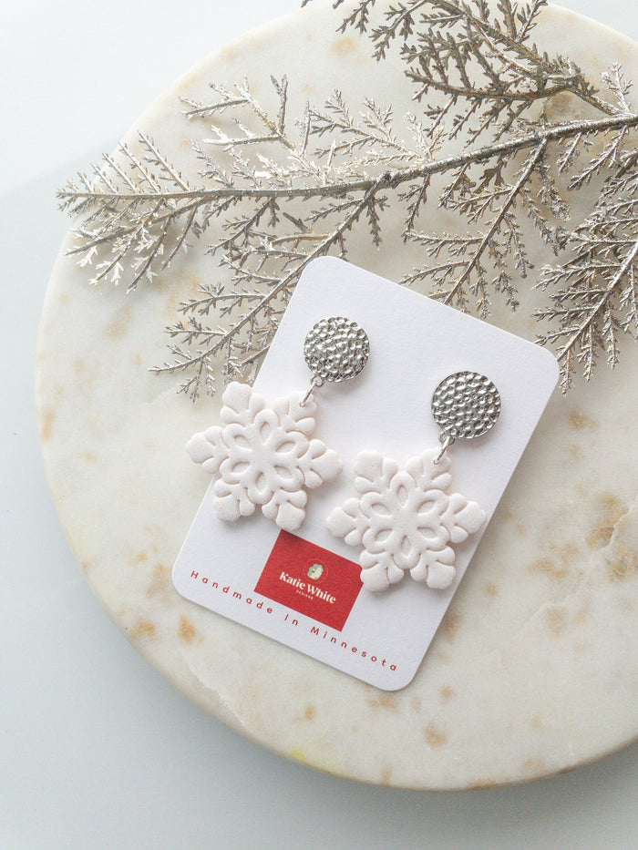 Glitter Snowflake Drop Earrings