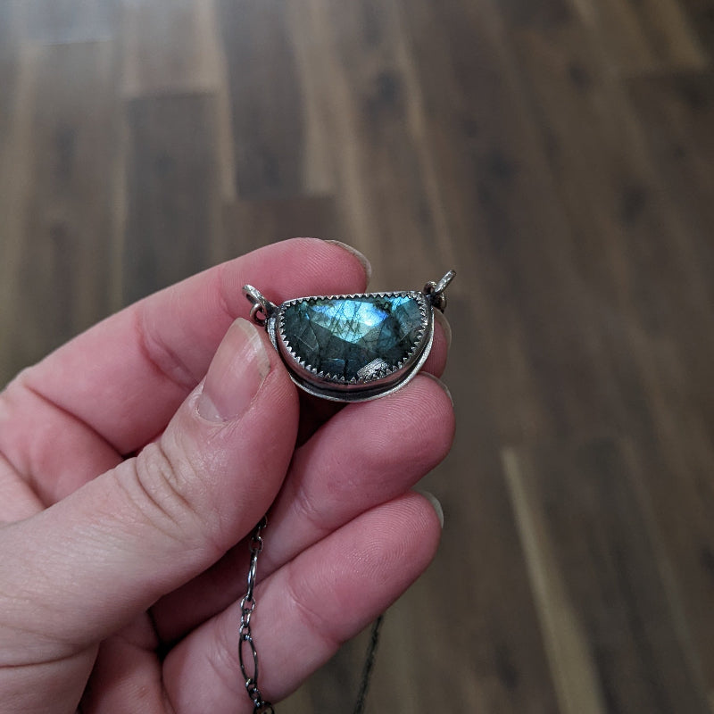 AS 251 Half-Moon Light Catcher Necklace | Labradorite & Sterling Silver