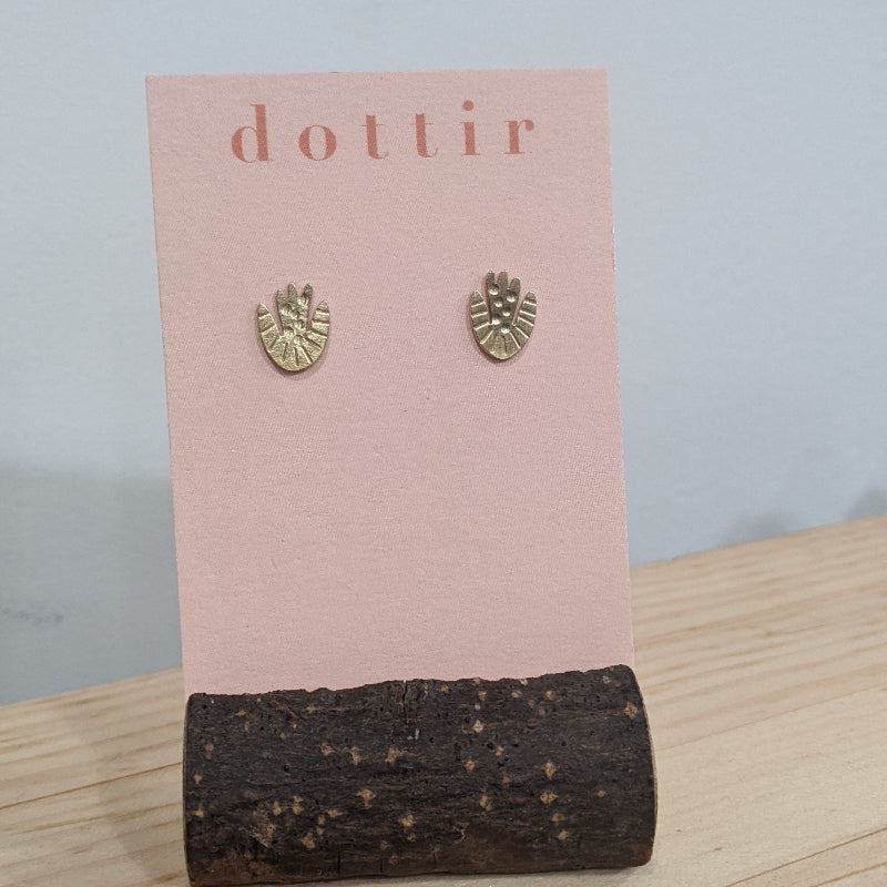 Dottir Scandi Floral Earrings | Brass