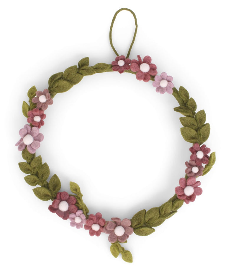 Dusty Rose Anemone Felted Wreath