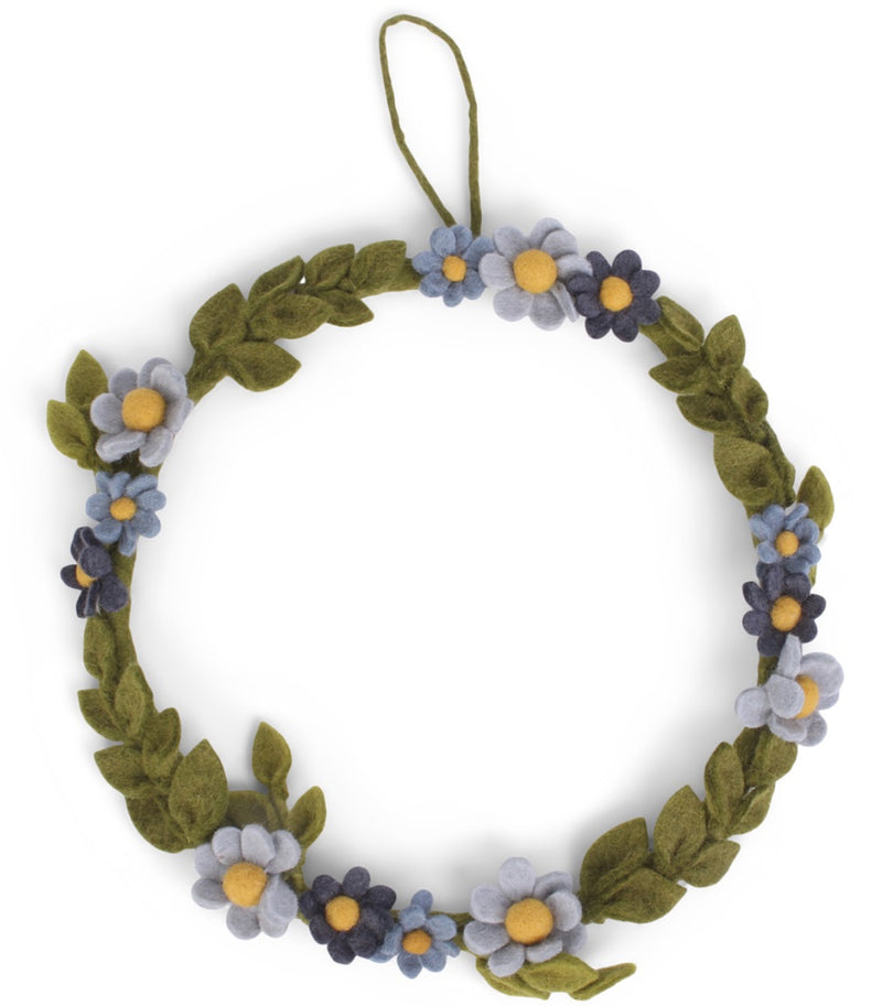 Blue Anemone Felted Wreath