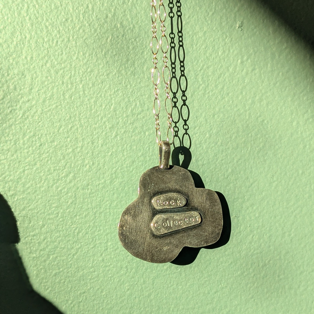 AS 273 Rock Collector’s Necklace | Sterling Silver, Basalt, Blue Chalcedony, Found Stone | One of a Kind