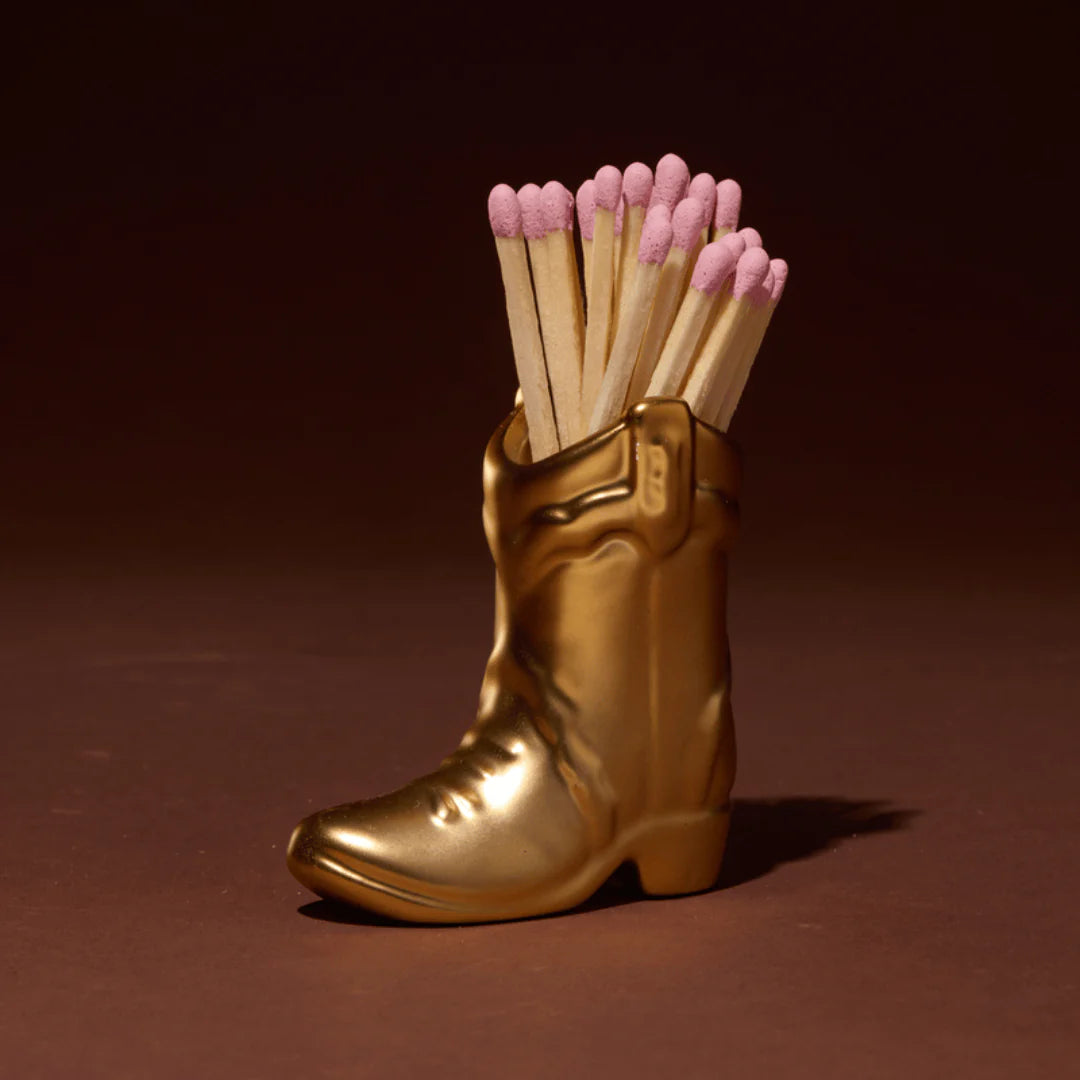 Golden Cowgirl Boot Match Holder