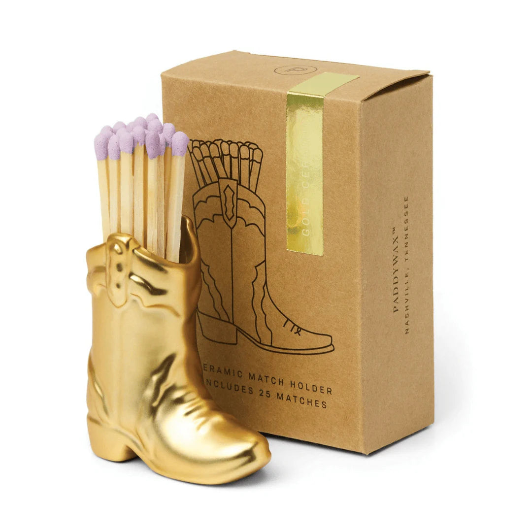 Golden Cowgirl Boot Match Holder