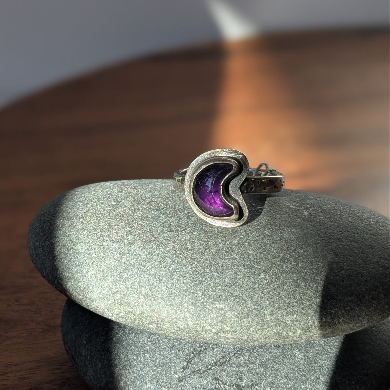 AS 125 New Moon Ring | Amethyst & Sterling Silver | size 7