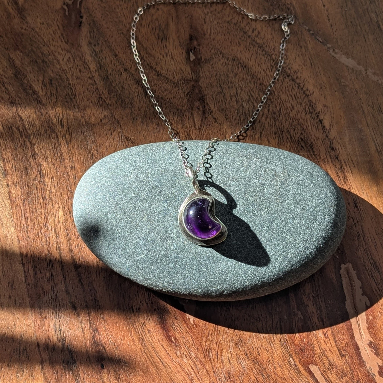 AS 105 Amethyst New Moon Stacker Necklace