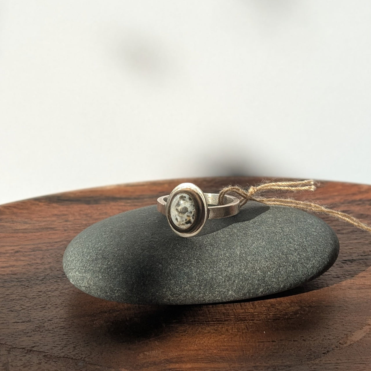 AS 136 White Buffalo Stacker Ring | Sterling Silver & Gold Fill | Size 8